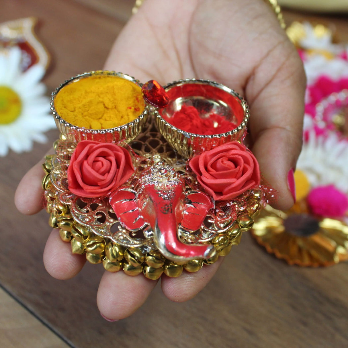 Ganesha Bulk Haldi Kumkum Thali Holder, Pooja Return Gift, Indian Housewarming Gifts, Shivratri, Wedding Favor, Navarathri Favors, Baby Shower - LoveNspire