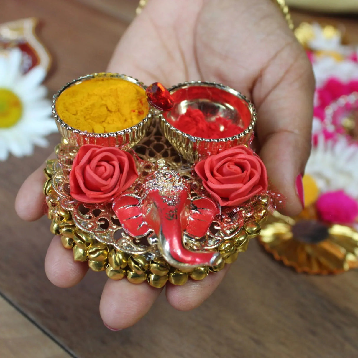Ganesha Bulk Haldi Kumkum Thali Holder, Pooja Return Gift, Indian Housewarming Gifts, Shivratri, Wedding Favor, Navarathri Favors, Baby Shower - LoveNspire
