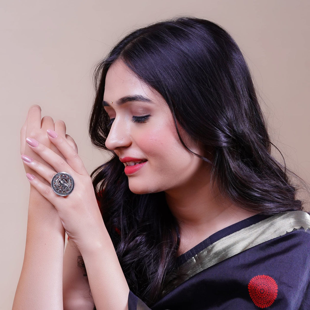 Ganesha Classic Ring with Oxidised Plating Women Rings Open Wrap Finger Rings Adjustable Indian Bollywood Jewelry Antique Vintage Knuckle Boho Jewelry for Women - LoveNspire