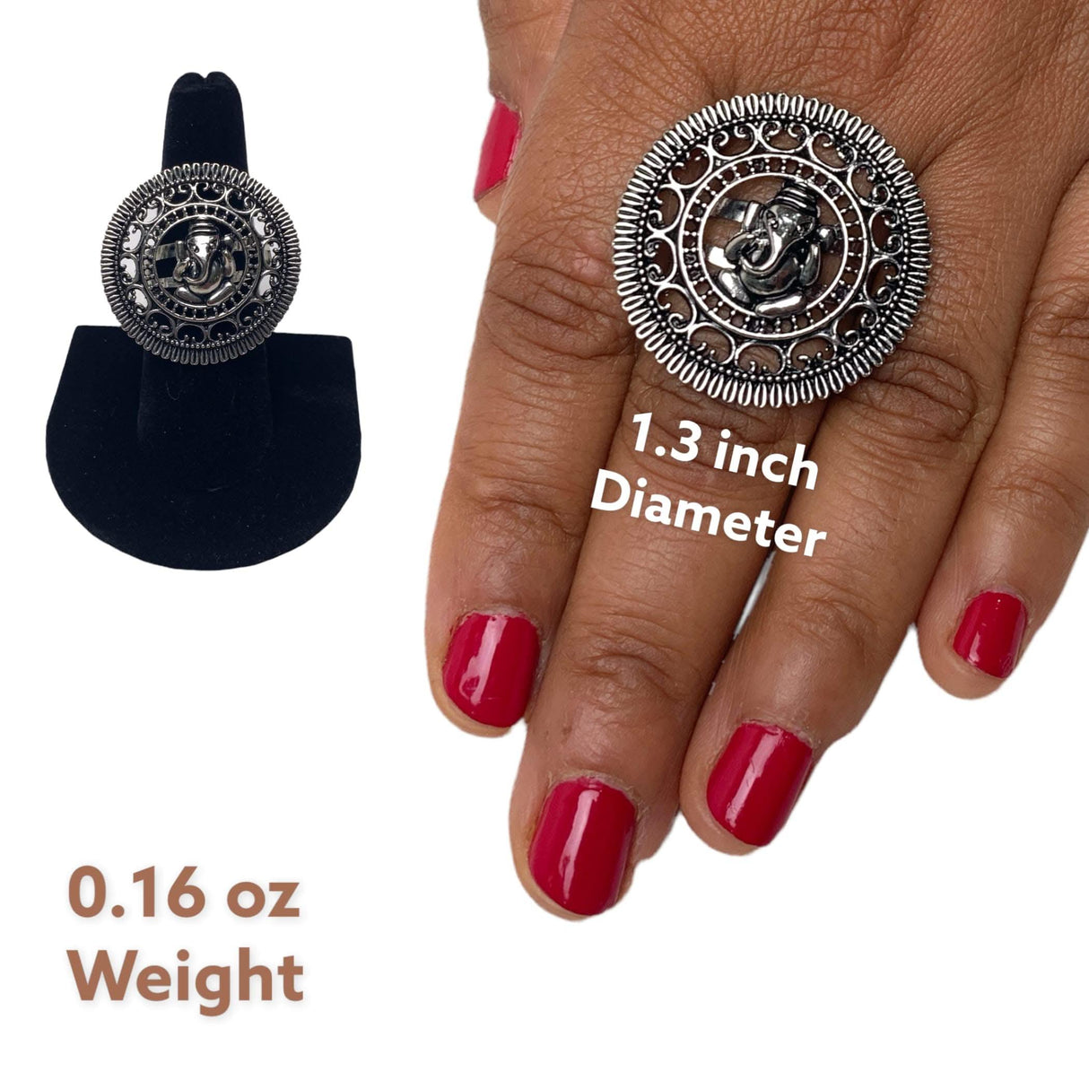 Ganesha Classic Ring with Oxidised Plating Women Rings Open Wrap Finger Rings Adjustable Indian Bollywood Jewelry Antique Vintage Knuckle Boho Jewelry for Women - LoveNspire