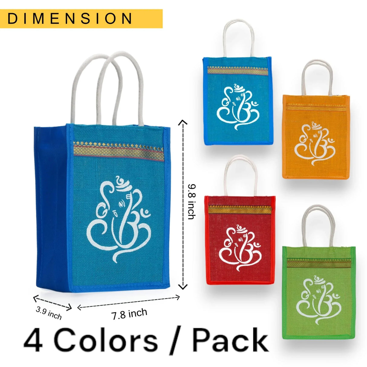 Ganesha Gift Hamper Hindu Religious Ganesh Chaturthi Diwali Teej Puja Housewarming Sankranti Return Gifts - Ganesha Jute Bag & Shadow Ganesha Candle Holder - LoveNspire