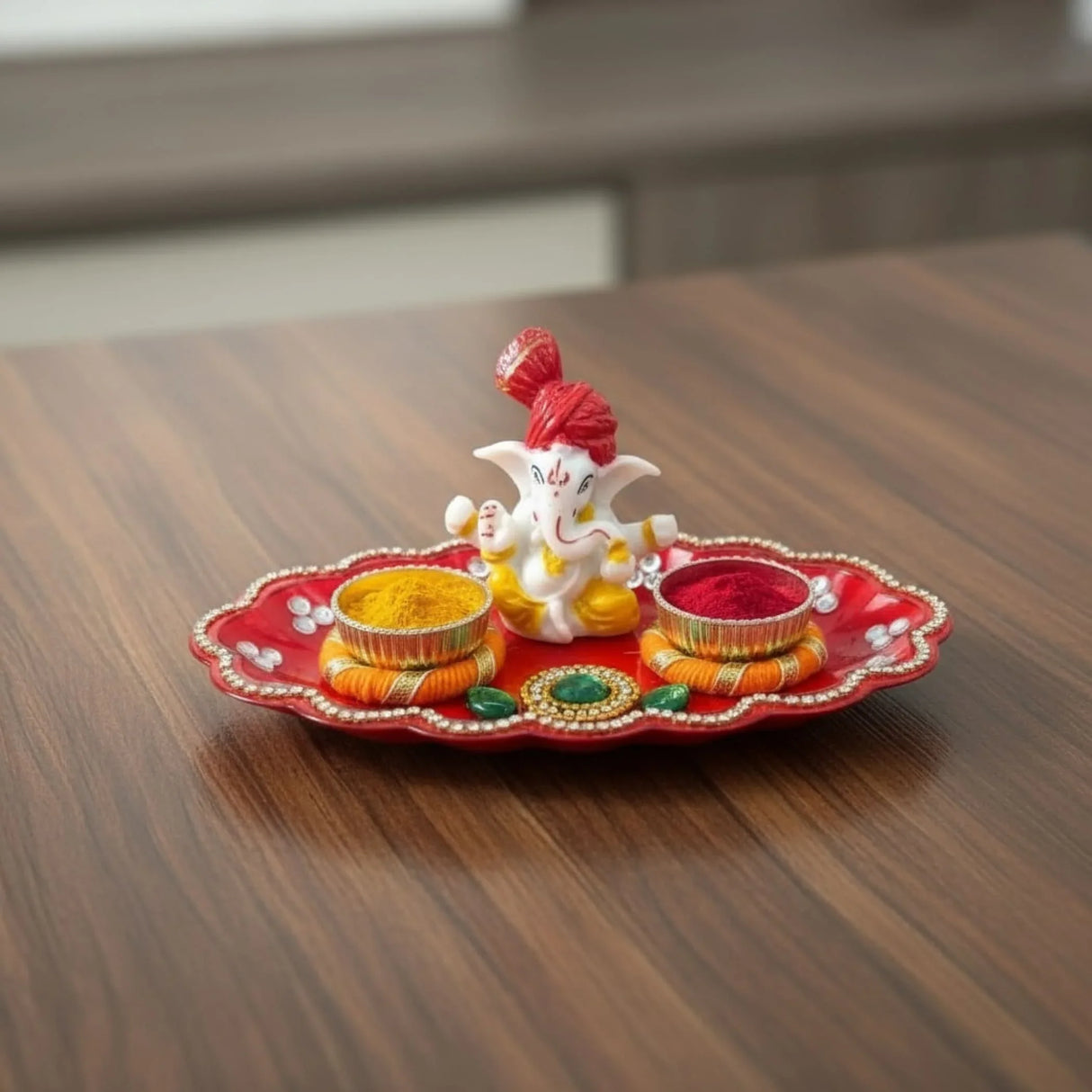 Ganesha Haldi Kumkum Holder Thali, Pooja Return Gift, Indian Housewarming Gifts, Shivratri, Wedding Favor, Navarathri Favors, Baby Shower - LoveNspire