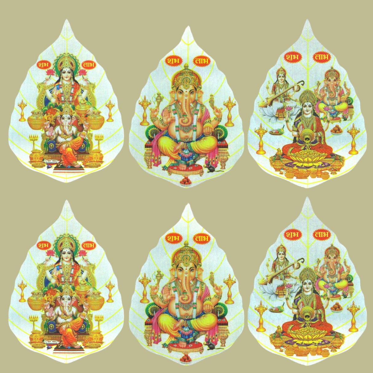 6CT Ganesha Laxmi and Saraswati Wall Sticker Decorative Easy Peel Poster Premium Glitter Effect Pooja Room Wall Sticker Hindu Diwali Decor Indian God Sticker Home Office - LoveNspire