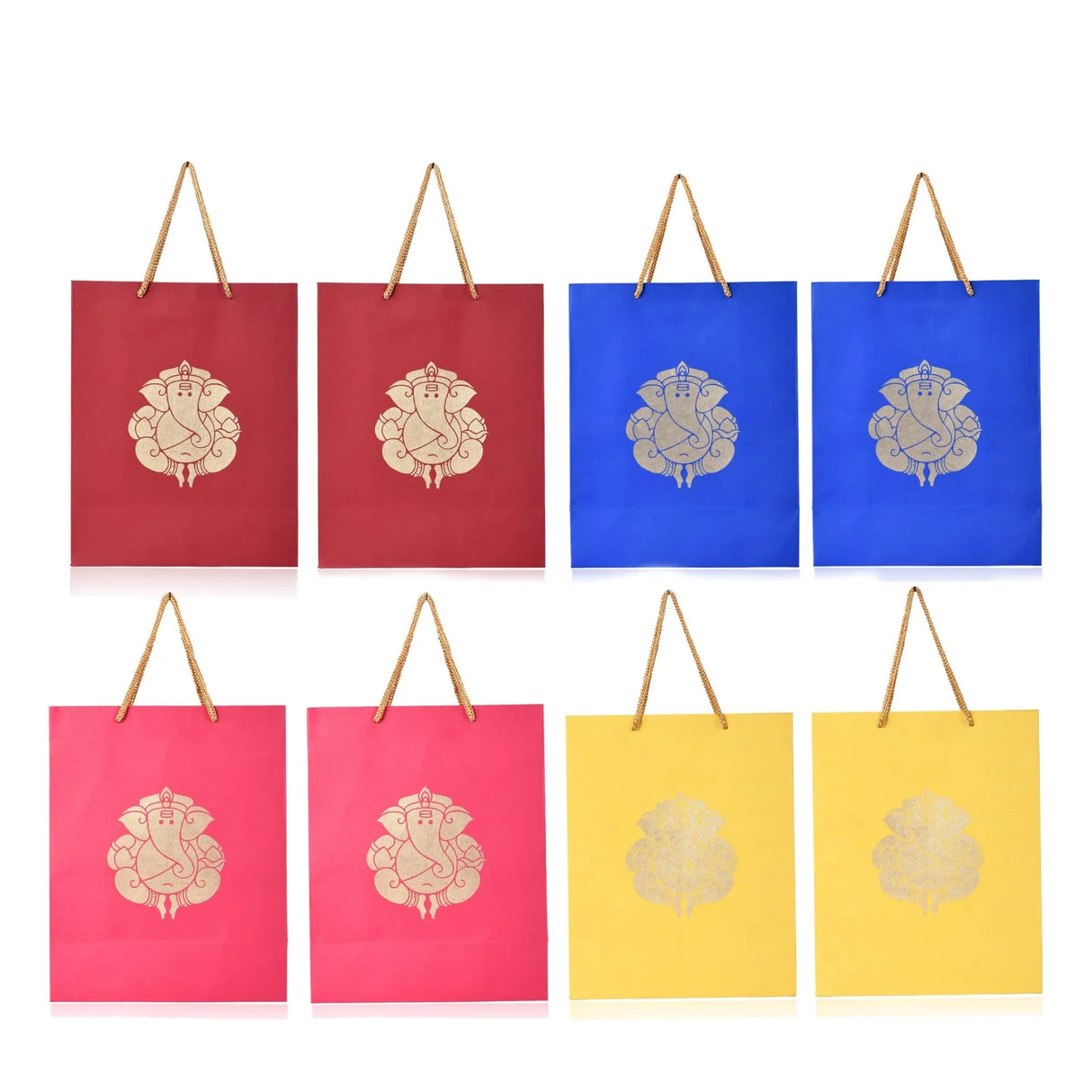 Ganesha Paper Carry Bags Party Favor Gift Bag for Goodie Wedding Ganesh Chaturthi Puja Return Gifts - 8x4x10 Inch - LoveNspire