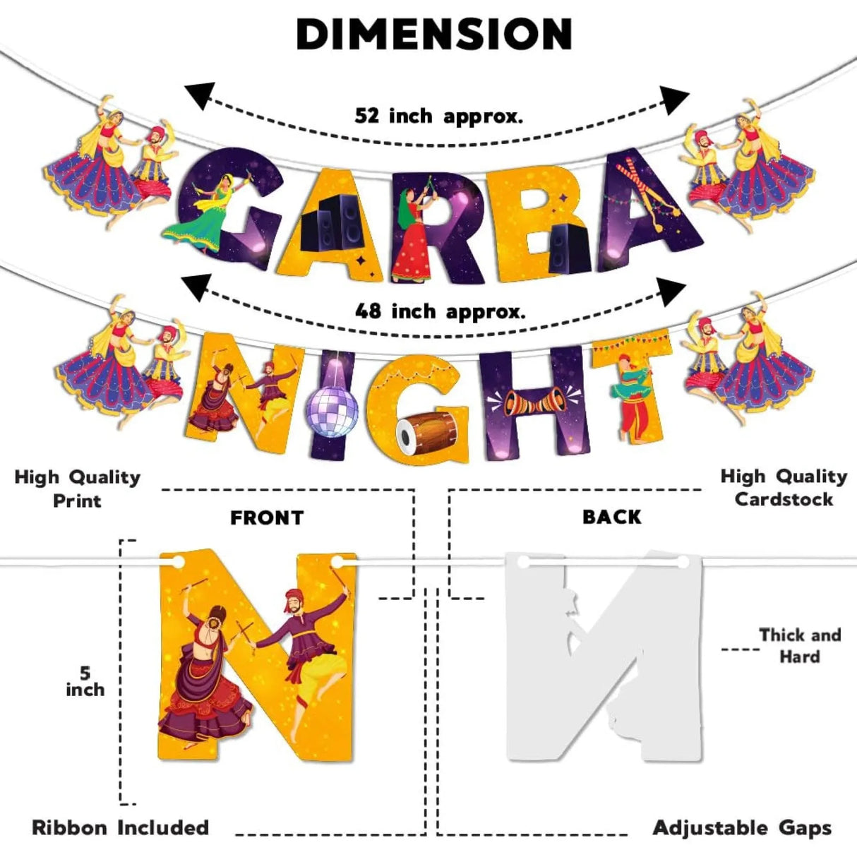 Garba Night Banner for Hindu Navratri Festival Celebration Bunting Diy Home Indoor Outdoor Decoration Indian Party Supplies Garba Decor Ideas - LoveNspire