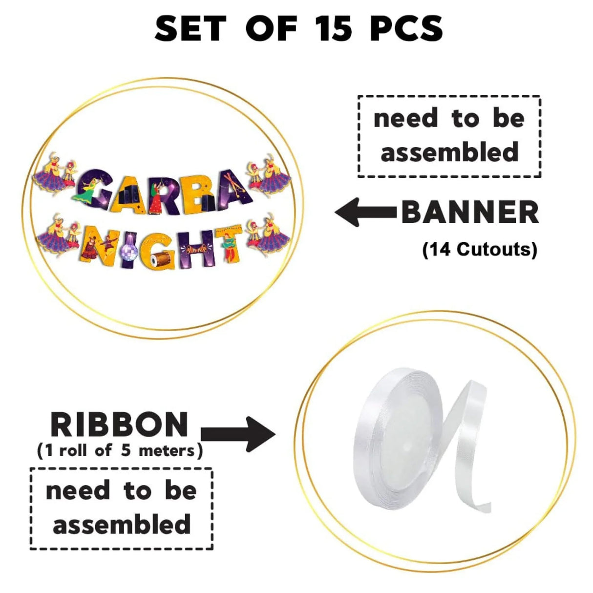 Garba Night Banner for Hindu Navratri Festival Celebration Bunting Diy Home Indoor Outdoor Decoration Indian Party Supplies Garba Decor Ideas - LoveNspire