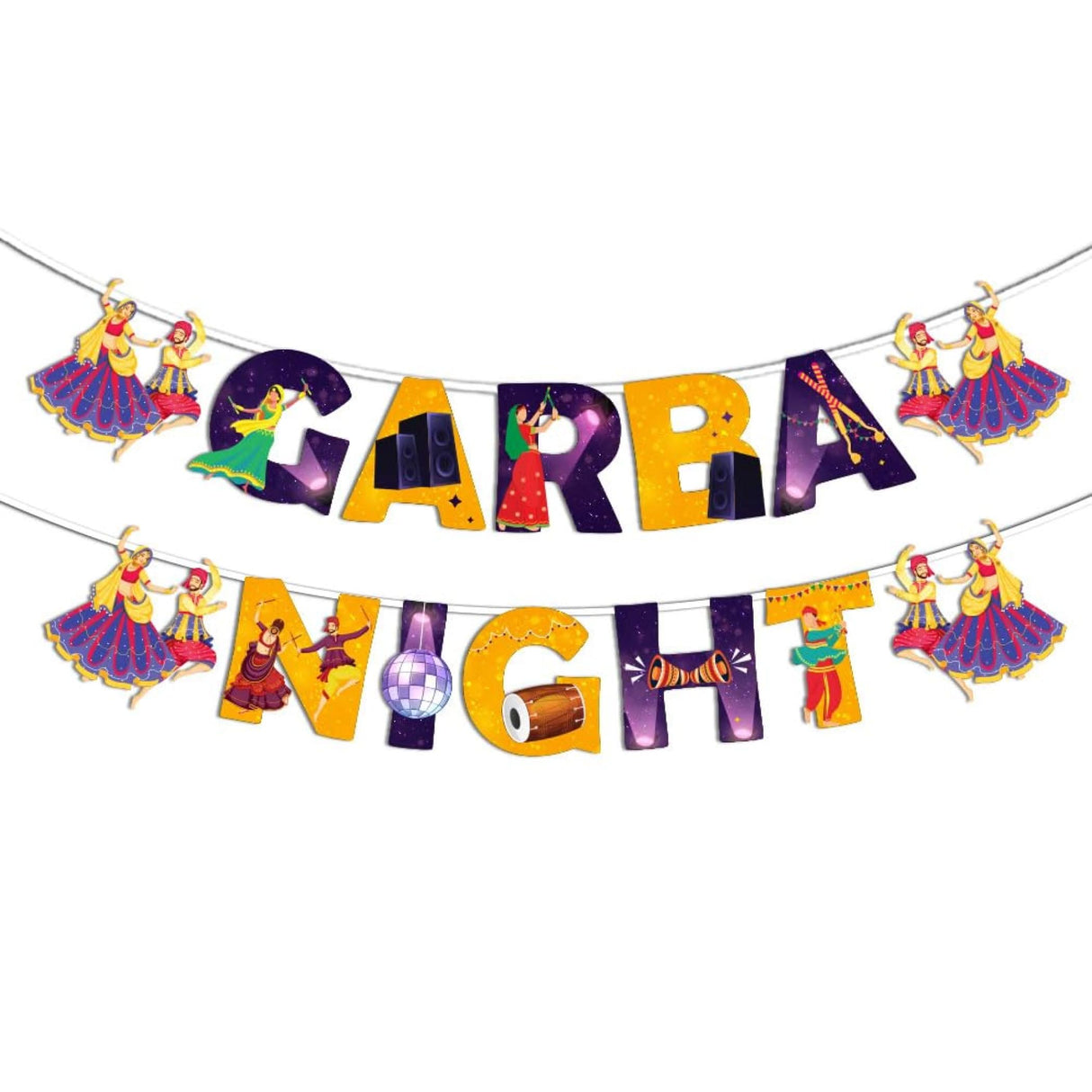 Garba Night Banner for Hindu Navratri Festival Celebration Bunting Diy Home Indoor Outdoor Decoration Indian Party Supplies Garba Decor Ideas - LoveNspire
