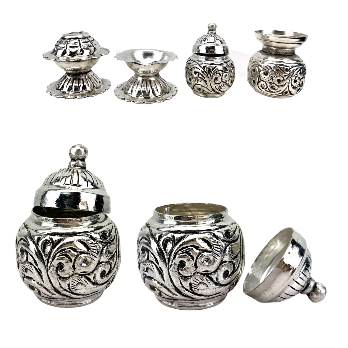 Indian German Silver Pooja Thali Set, Diya Aarti Plate, Haldi Kumkum Thali, Diwali Gift, Silver Puja Items, Hindu Mandir, Navrathri , Shivrathri - LoveNspire