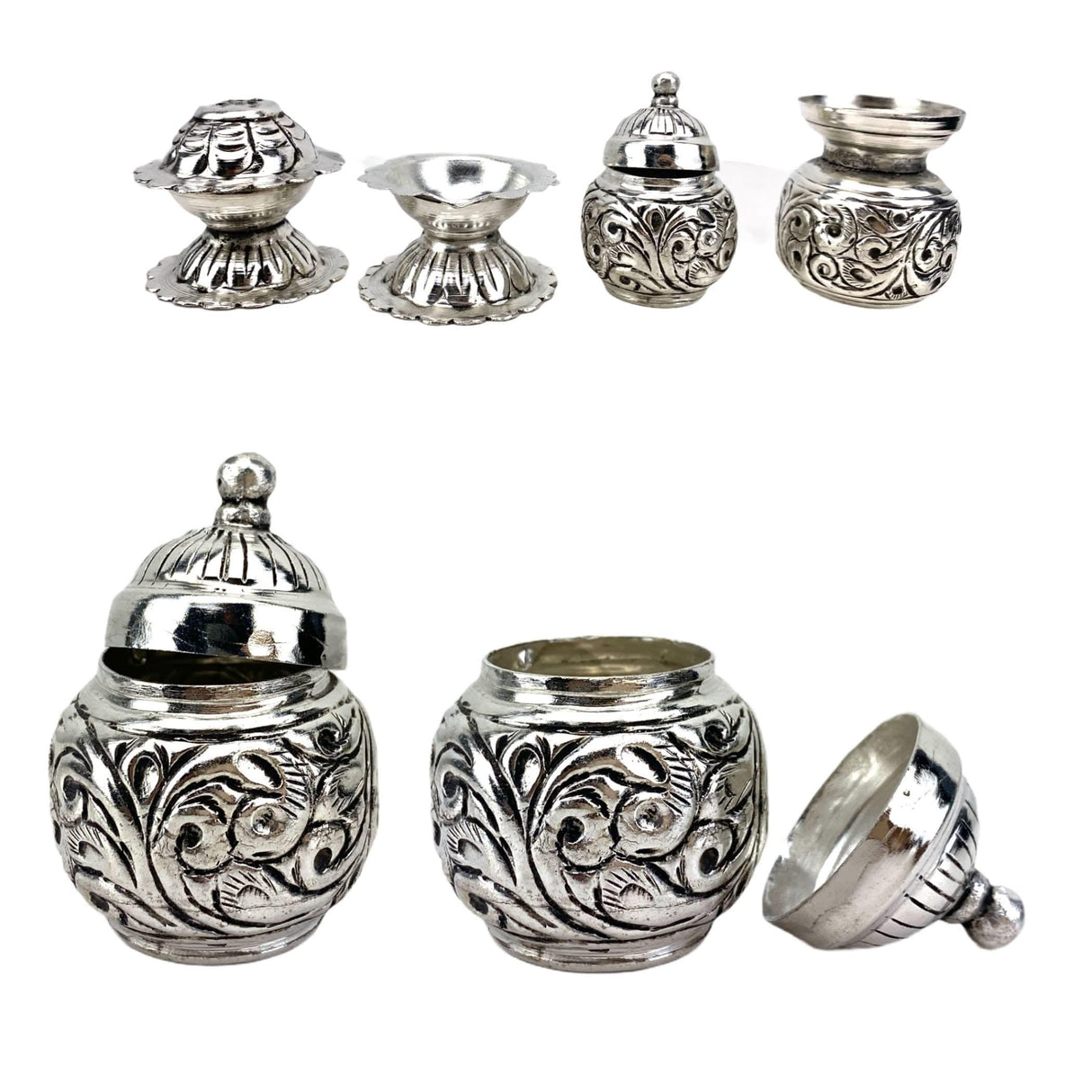 Indian German Silver Pooja Thali Set, Diya Aarti Plate, Haldi Kumkum Thali, Diwali Gift, Silver Puja Items, Hindu Mandir, Navrathri , Shivrathri - LoveNspire