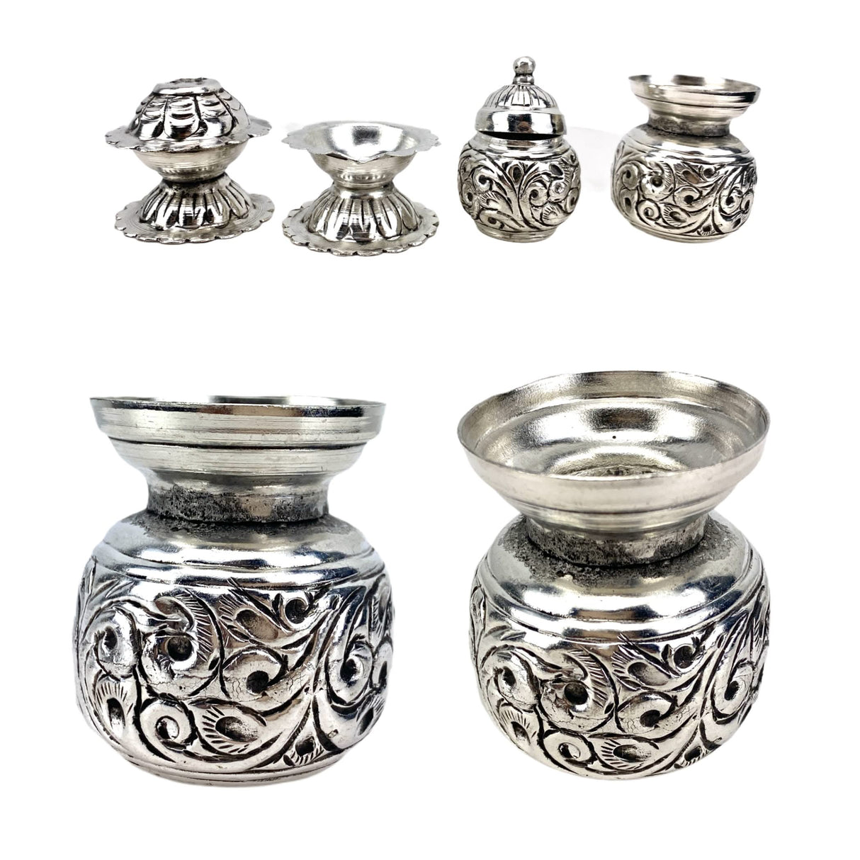 Indian German Silver Pooja Thali Set, Diya Aarti Plate, Haldi Kumkum Thali, Diwali Gift, Silver Puja Items, Hindu Mandir, Navrathri , Shivrathri - LoveNspire