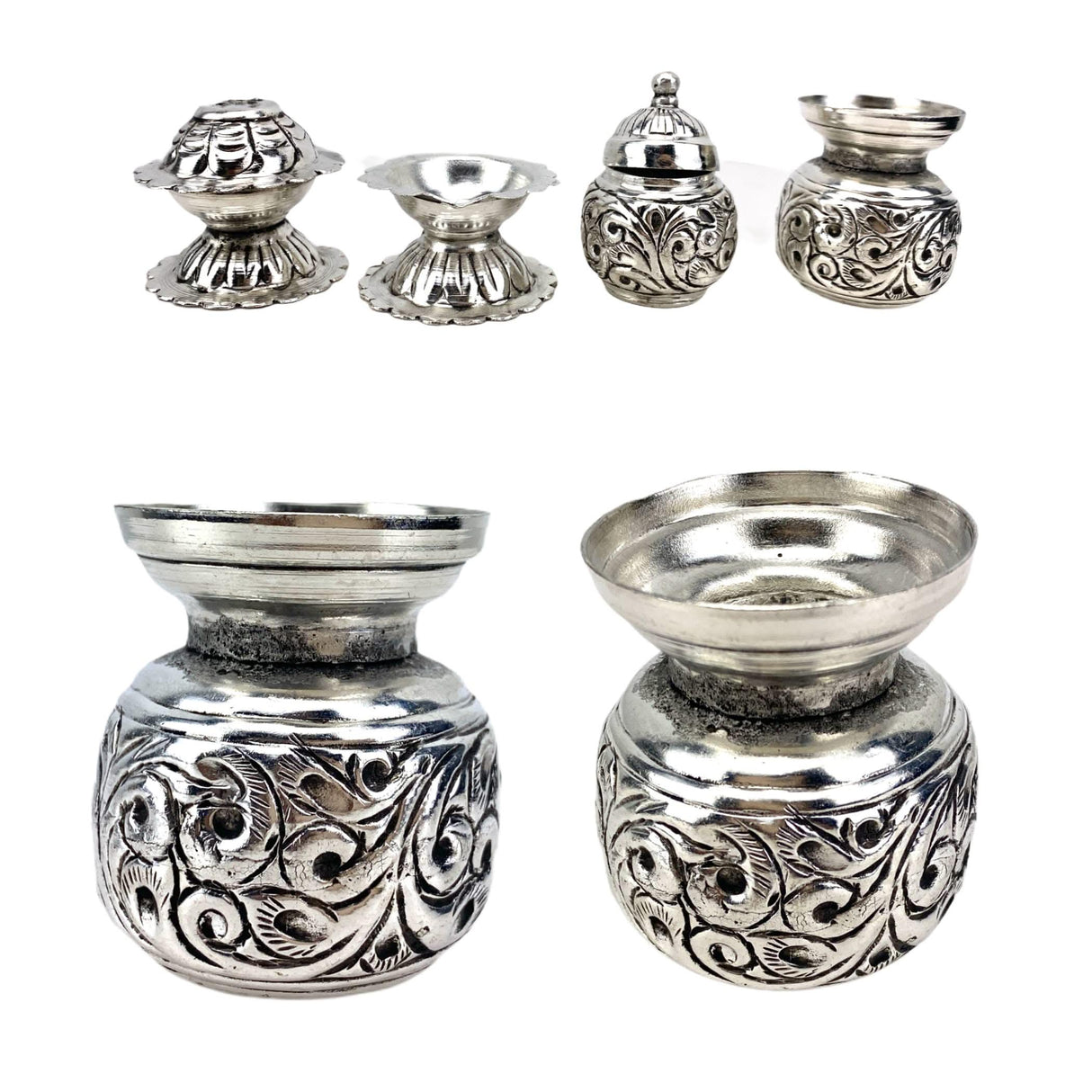Indian German Silver Pooja Thali Set, Diya Aarti Plate, Haldi Kumkum Thali, Diwali Gift, Silver Puja Items, Hindu Mandir, Navrathri , Shivrathri - LoveNspire