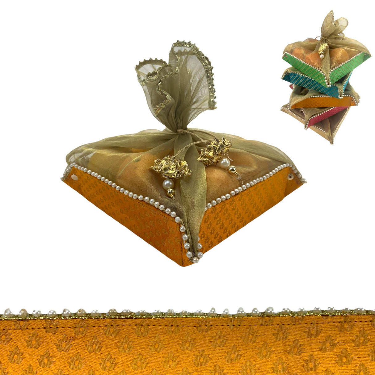 2ct Gift Basket Indian Mithai Box Brocade Jewelry Organizer Box for Shagun Return Gifts Traditional Style Sweets Box Wedding Favor Housewarming Gift - LoveNspire