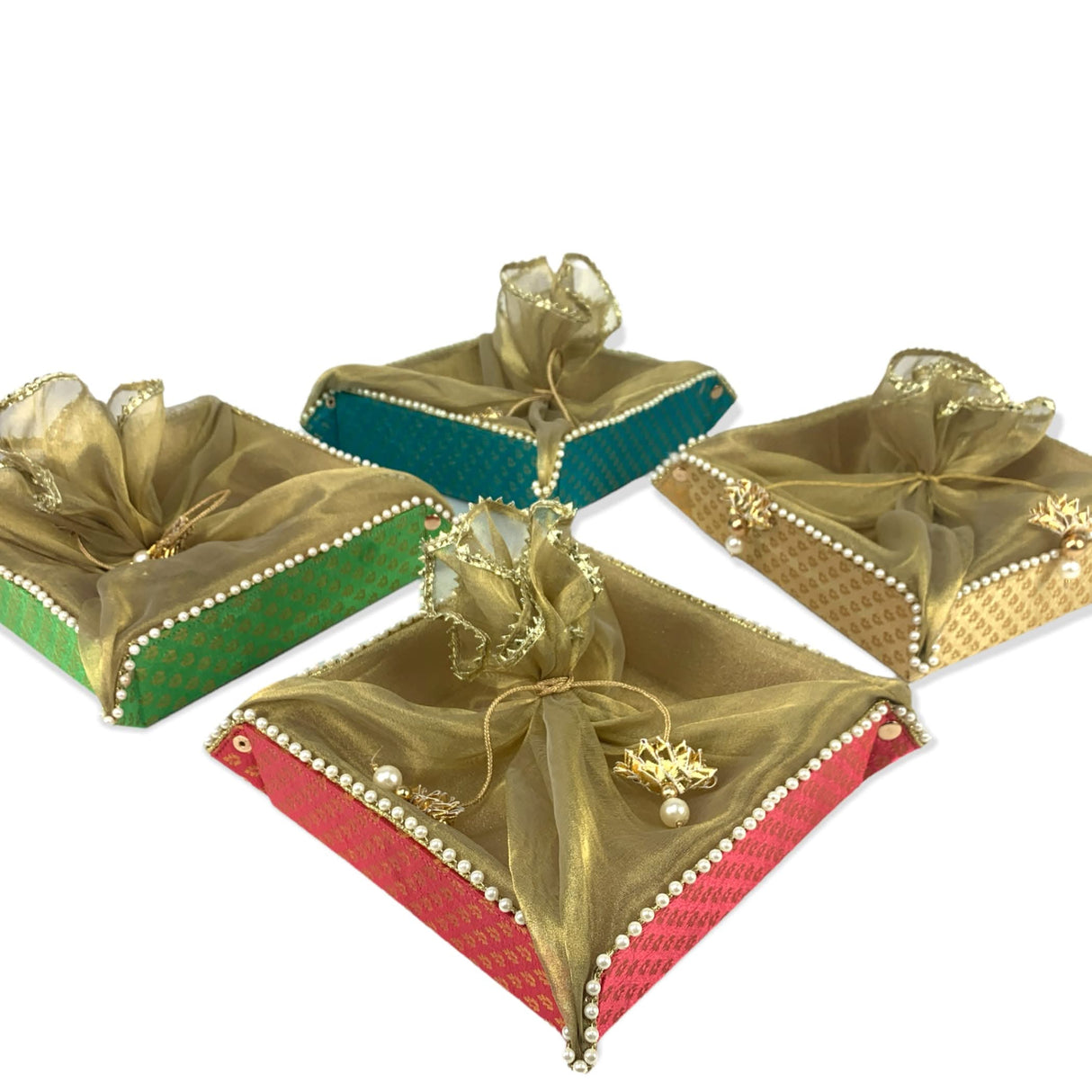 2ct Gift Basket Indian Mithai Box Brocade Jewelry Organizer Box for Shagun Return Gifts Traditional Style Sweets Box Wedding Favor Housewarming Gift - LoveNspire