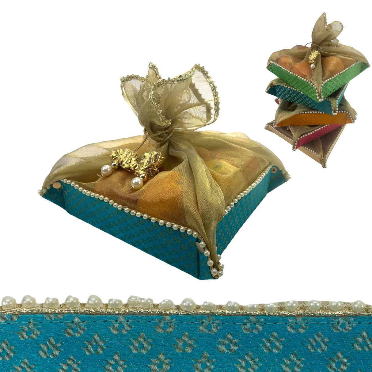 2ct Gift Basket Indian Mithai Box Brocade Jewelry Organizer Box for Shagun Return Gifts Traditional Style Sweets Box Wedding Favor Housewarming Gift - LoveNspire