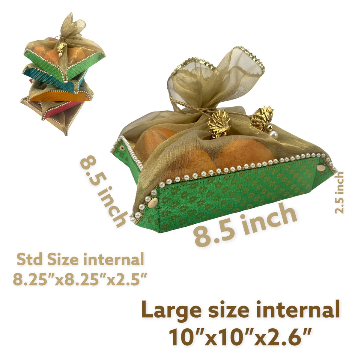 2ct Gift Basket Indian Mithai Box Brocade Jewelry Organizer Box for Shagun Return Gifts Traditional Style Sweets Box Wedding Favor Housewarming Gift - LoveNspire