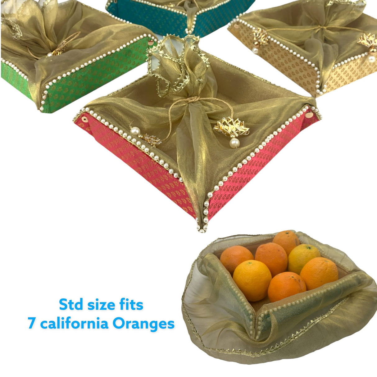 2ct Gift Basket Indian Mithai Box Brocade Jewelry Organizer Box for Shagun Return Gifts Traditional Style Sweets Box Wedding Favor Housewarming Gift - LoveNspire