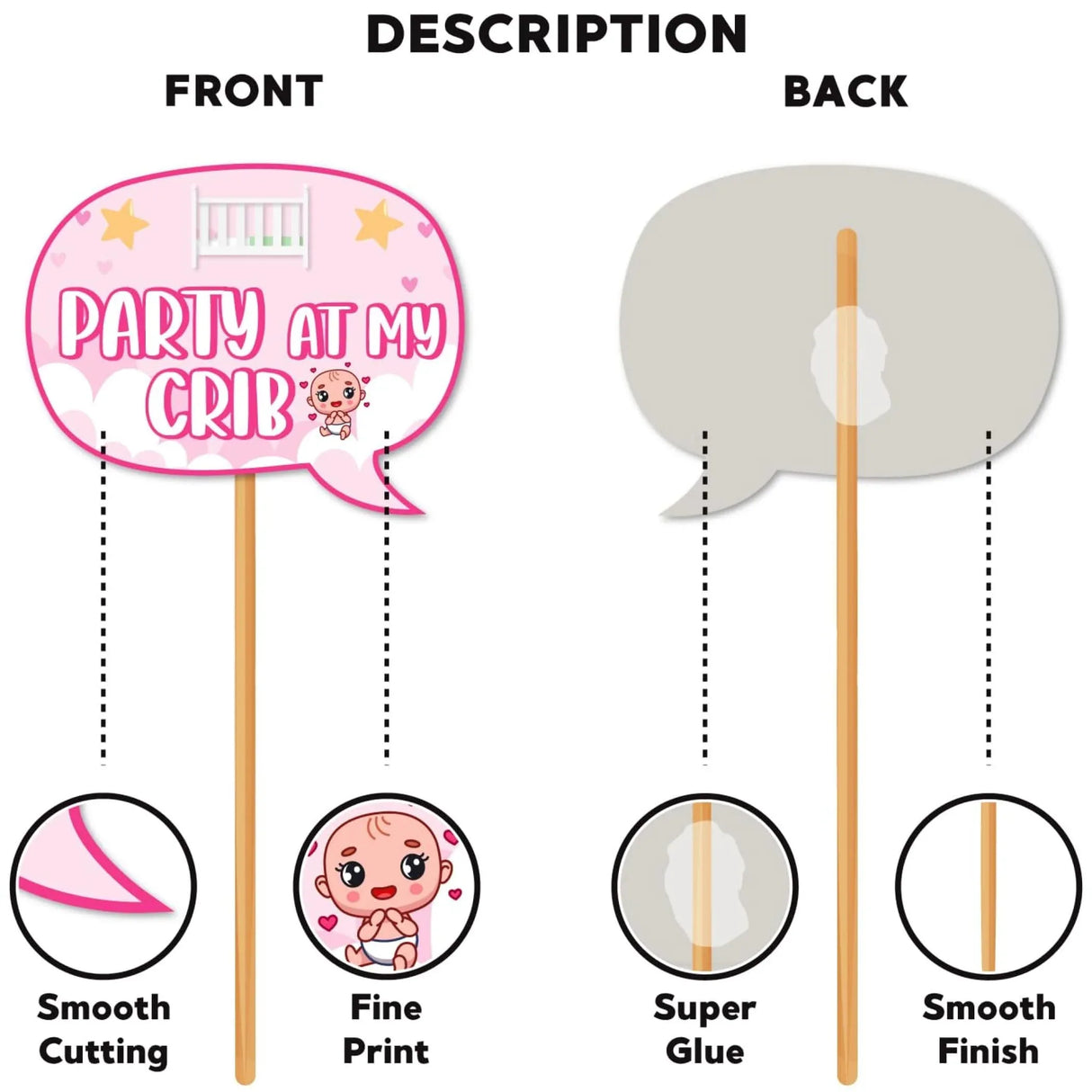 20 Pcs It's a Girl Photo Booth Props Baby Naming Day Photobooth Kit Little one Baby Shower Selfie Props with Sticks Pink Party Supplies & Decorations Favors - LoveNspire