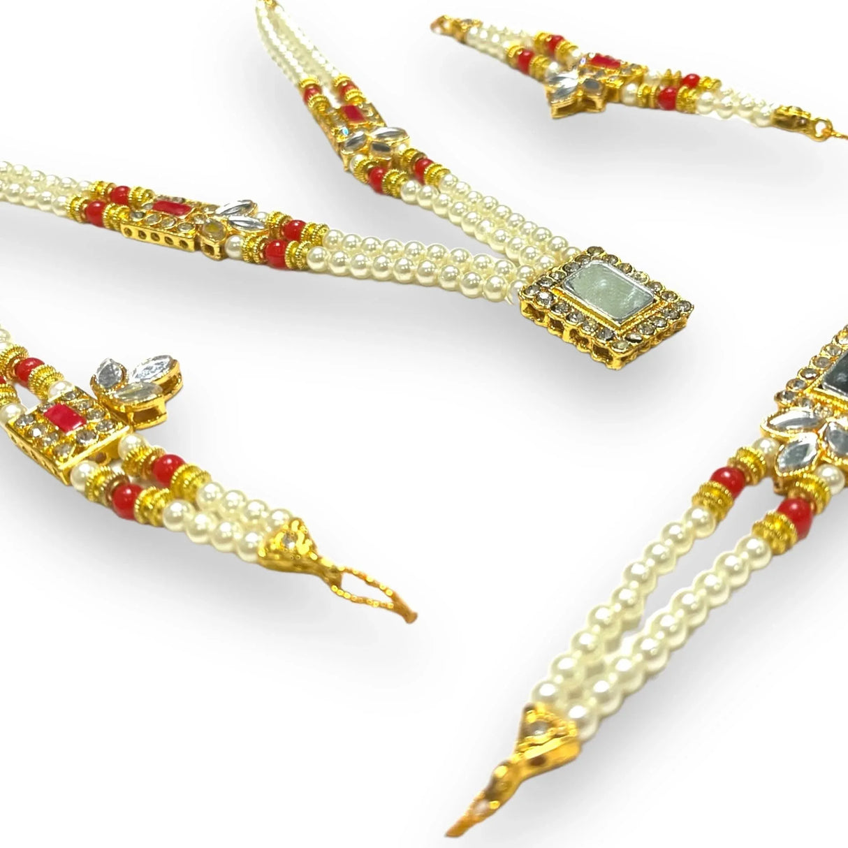 Hindu God Goddess Shringaar Jewellery Set Indian Traditional Necklace Armband and Crown God Idol Statue Jewelry Set for Lord Ganesha Shreenathji Thakurji Radha Krishna Laddu Gopal - LoveNspire