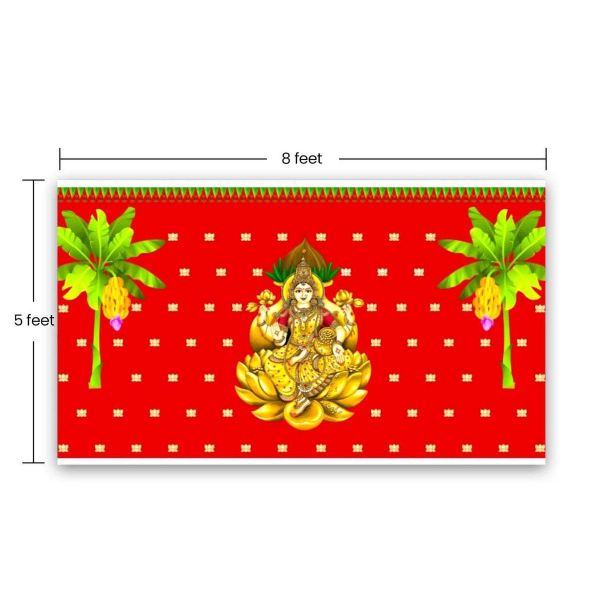 Goddess Laxmi Backdrop 5x8 Feet Indian Traditional Cloth Varalaxmi Vratam Decor Indian Diwali Decor Pooja Wall Decor Indian Wall Art Photo Decor Banner Decorative Cloth Navratri Decor - LoveNspire