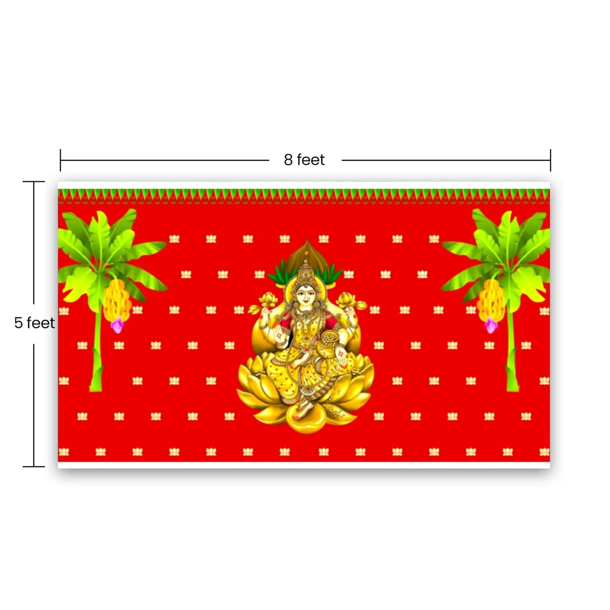 Goddess Laxmi Backdrop 5x8 Feet Indian Traditional Cloth Varalaxmi Vratam Decor Indian Diwali Decor Pooja Wall Decor Indian Wall Art Photo Decor Banner Decorative Cloth Navratri Decor - LoveNspire