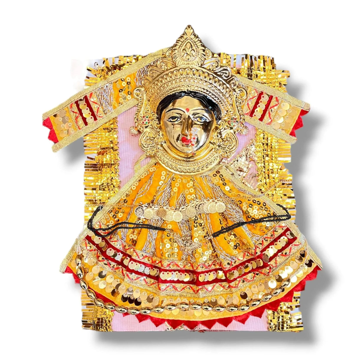 Varalaxmi Goddess Face Set Devi Mata Mukhota Mahalaxmi Face Velvet Idol Gotta with Embroidery Dress Jewelry for Vara Lakshmi Vratam Navaratri Margashirsha Vratha Pooja Temple - LoveNspire