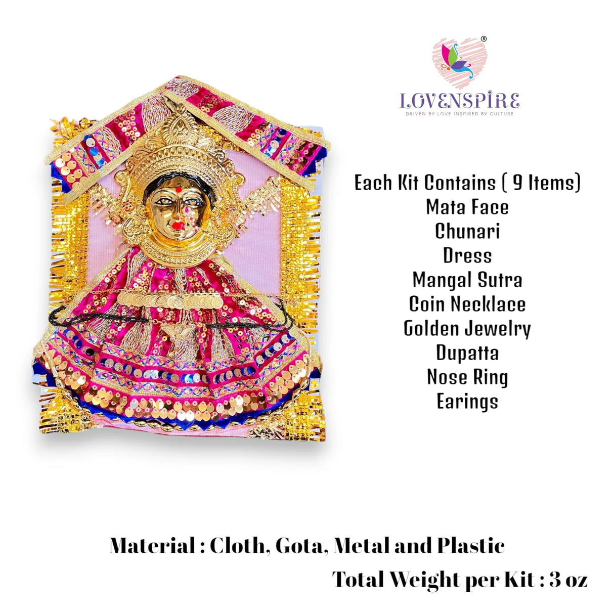 Varalaxmi Goddess Face Set Devi Mata Mukhota Mahalaxmi Face Velvet Idol Gotta with Embroidery Dress Jewelry for Vara Lakshmi Vratam Navaratri Margashirsha Vratha Pooja Temple - LoveNspire