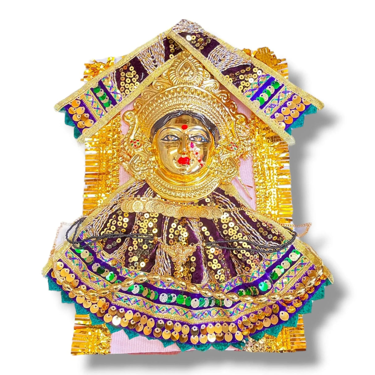 Varalaxmi Goddess Face Set Devi Mata Mukhota Mahalaxmi Face Velvet Idol Gotta with Embroidery Dress Jewelry for Vara Lakshmi Vratam Navaratri Margashirsha Vratha Pooja Temple - LoveNspire
