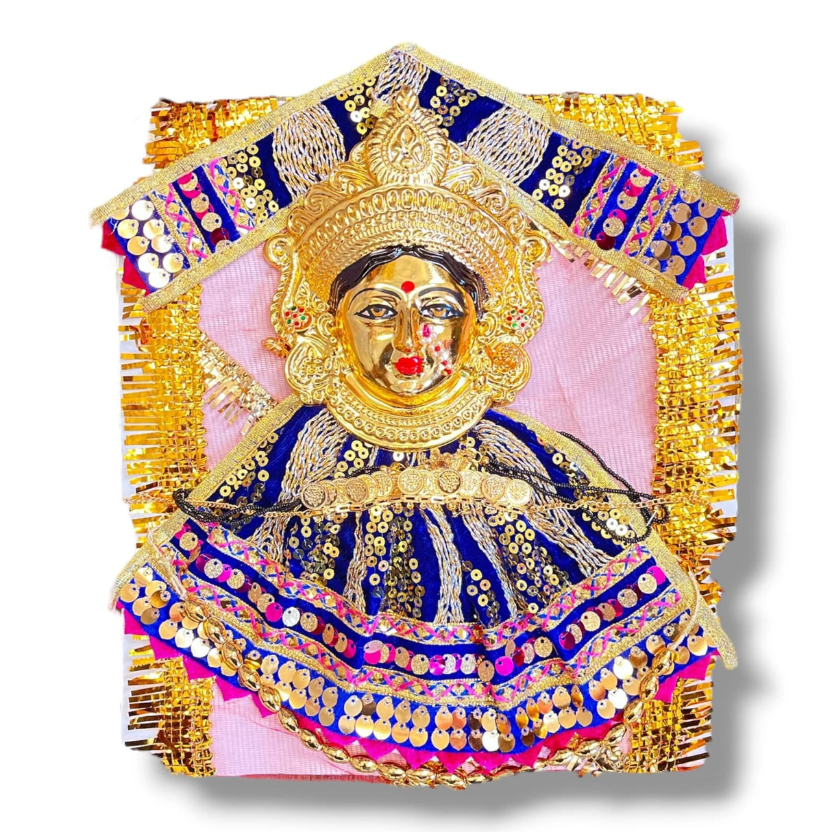 Golden Hindu deity statue with ornate clothing for divine home decoration