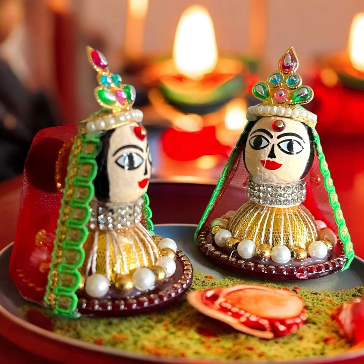 Goddess Riddhi Siddhi Idols 2.5 Inches Spiritual Showpiece Statues for Home Decor Car Dashboard Housewarming Pooja Return Gifts Diwali Decoration - LoveNspire