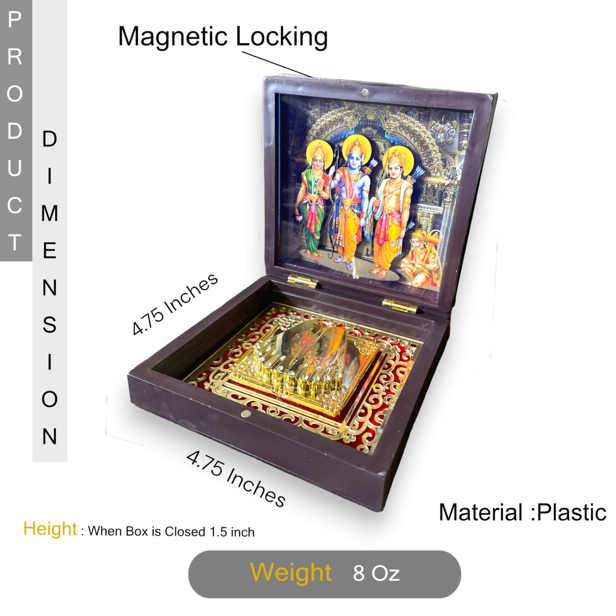 Gold Plated Lord Ram Darbar Frame Decorative Photo Frame & Charan Paduka for Gifting Home Decor Worship Pooja Room Decoration Hindu God Religious Housewarming Gift - LoveNspire