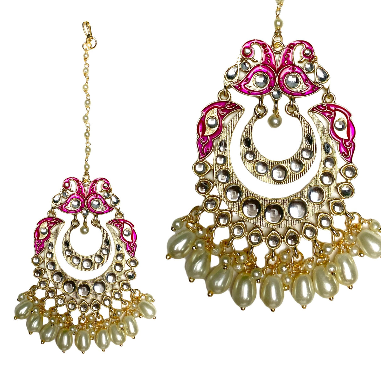 Peacock Maang Tikka with Gold Plating Traditional Matha Patti Jhoomer Indian Women Forehead Jewelry Designer Head Accessory Pakistani Wedding Gift for Her - LoveNspire