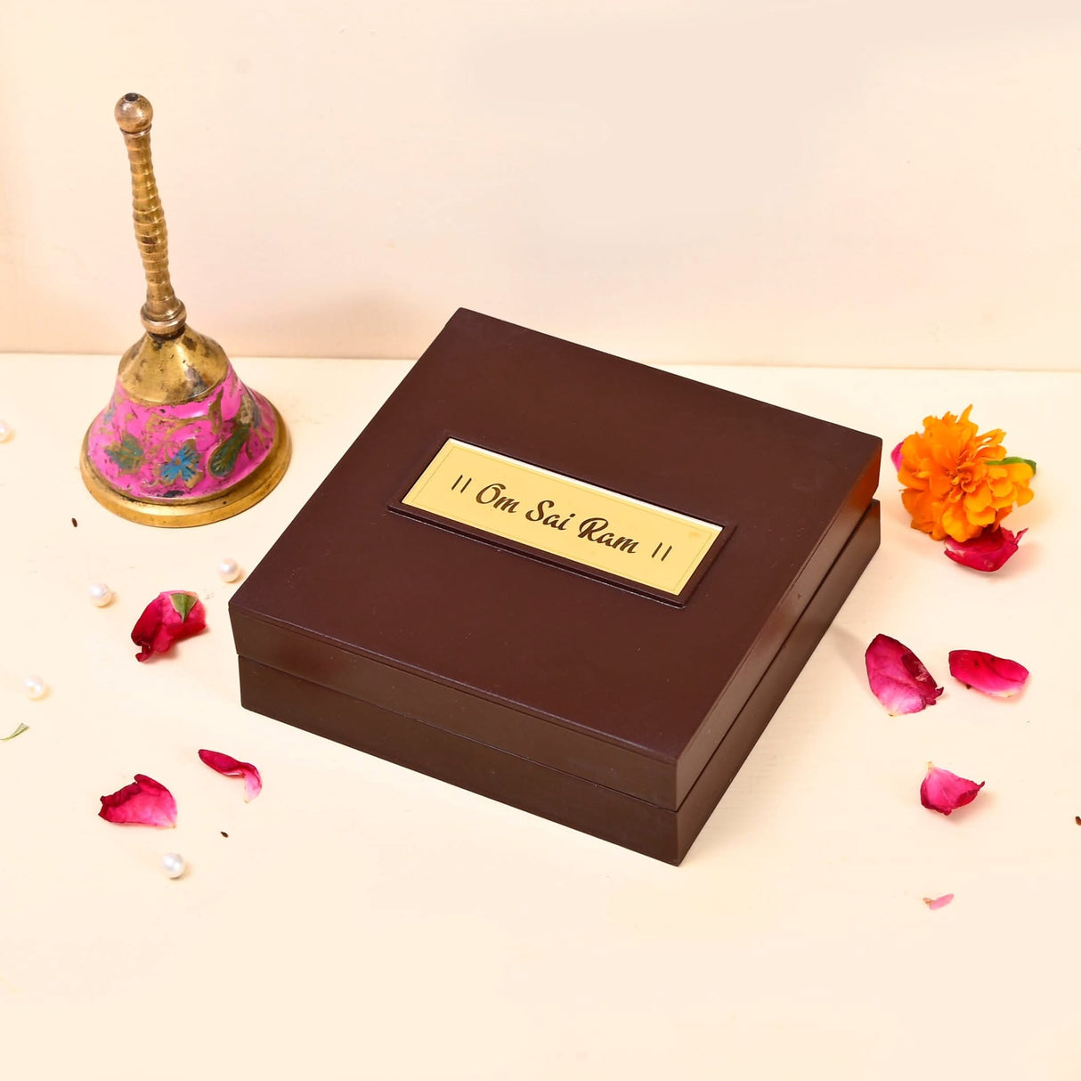 Gold Plated Sai Baba Photo Frame with Charan Paduka for Diwali Housewarming Indian Wedding Return Gift Worship Pooja Room Decor Hindu Religious Devotional Paduka Prayer Box Good Luck Gift - LoveNspire