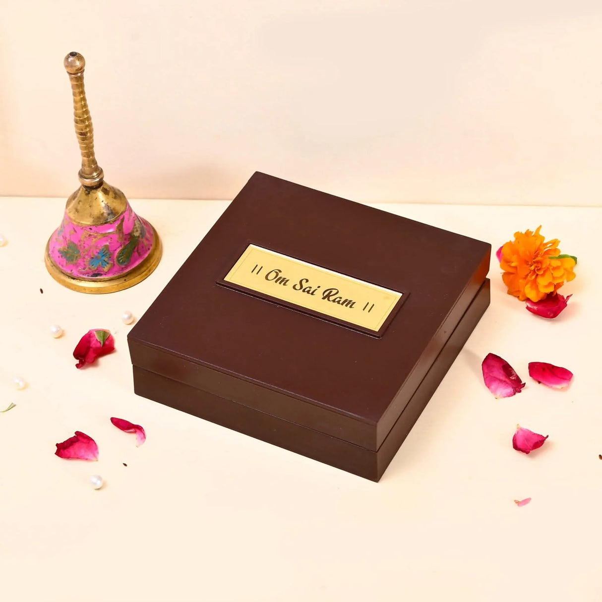 Gold Plated Sai Baba Photo Frame with Charan Paduka for Diwali Housewarming Indian Wedding Return Gift Worship Pooja Room Decor Hindu Religious Devotional Paduka Prayer Box Good Luck Gift - LoveNspire