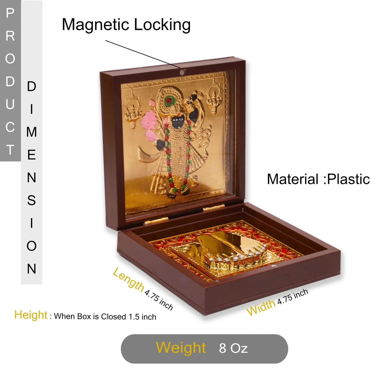 Gold Plated Shri Nath Ji Photo Frame with Charan Paduka for Housewarming Baby Shower Return Gift Worship Pooja Room Decor Hindu God Religious Shreenathji Krishna Prayer Box Momento Gifts - LoveNspire