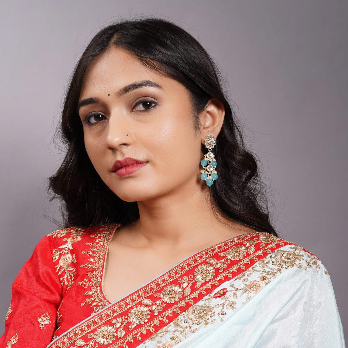 Indian Jhumka Earrings for Women - Large Floral Kundan Faux Pearls Drop Chanbali Earrings Indian Jhumki Ethnic Beaded Bollywood Style Dangle Earrings Jewelry for Bride Birthday Gift for Her - LoveNspire