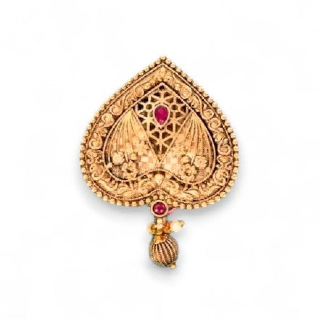 Sari Brooch for Indian Saree Heart Design Traditional Bollywood Jewelry Brooch for Women Bridal Golden Brooches Pins Scarf Dupatta Dress Wedding Accessories Gift for Her (2.5 Inch) - LoveNspire