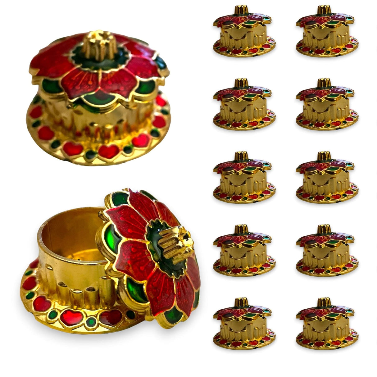 Haldi Kumkum Holder Traditional Roli Chawal/rice Holder Pooja Return Gift Indian Housewarming Hindu Wedding Favor Pujan Temple Decor Item Diwali Gifts - LoveNspire