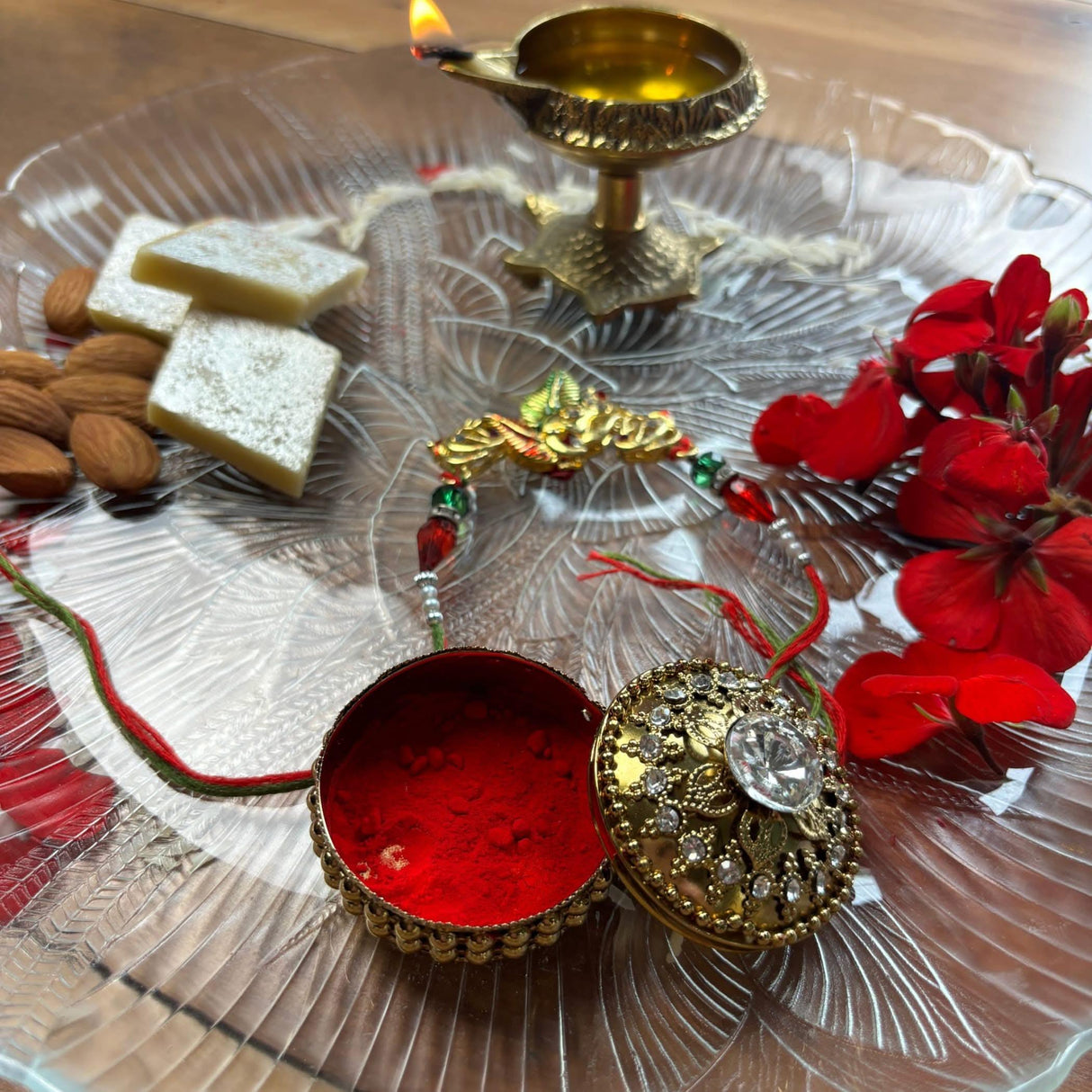 Golden Metallic Kumkum Holder Decorative Sindoor Roli Chandan Dabbi Designer Jewelry Box Indian Pooja Housewarming Gift Wedding Favor Gift for Her - LoveNspire