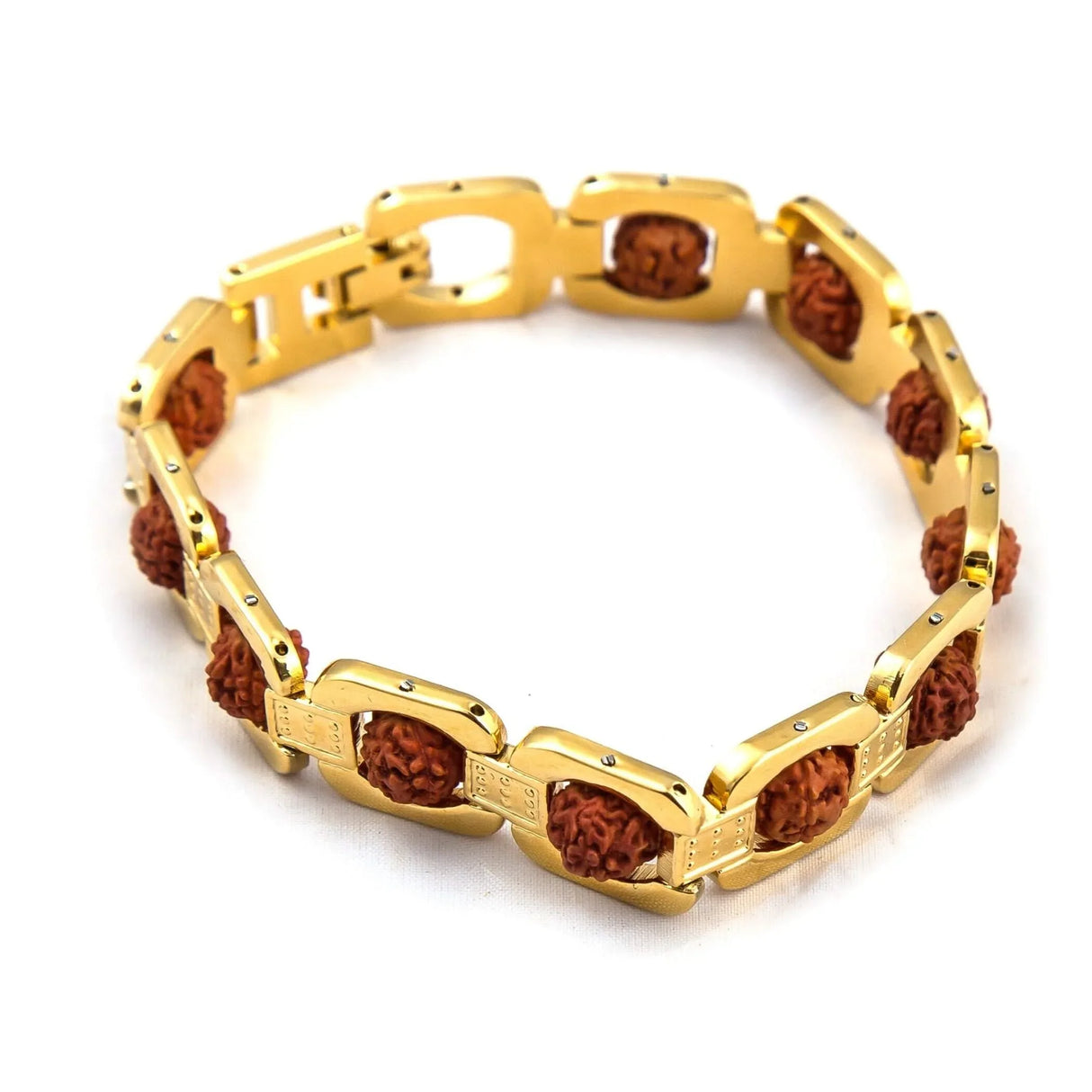 Rudraksha Bracelet for Men Gold Plated Designer Himalayan Bead Bracelet 5-mukhi Face Rudraksha Bead Golden Color Stylish Spiritual Jewelry for Positive Energy, Prosperity - LoveNspire