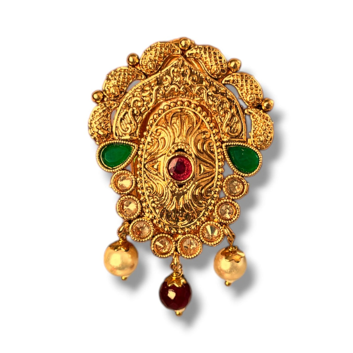 Golden Sari Brooch Indian Saree Lehenga Safety Pin Gold Tone Designer Bollywood Indian Wedding Bridal Jewelry Gift - LoveNspire
