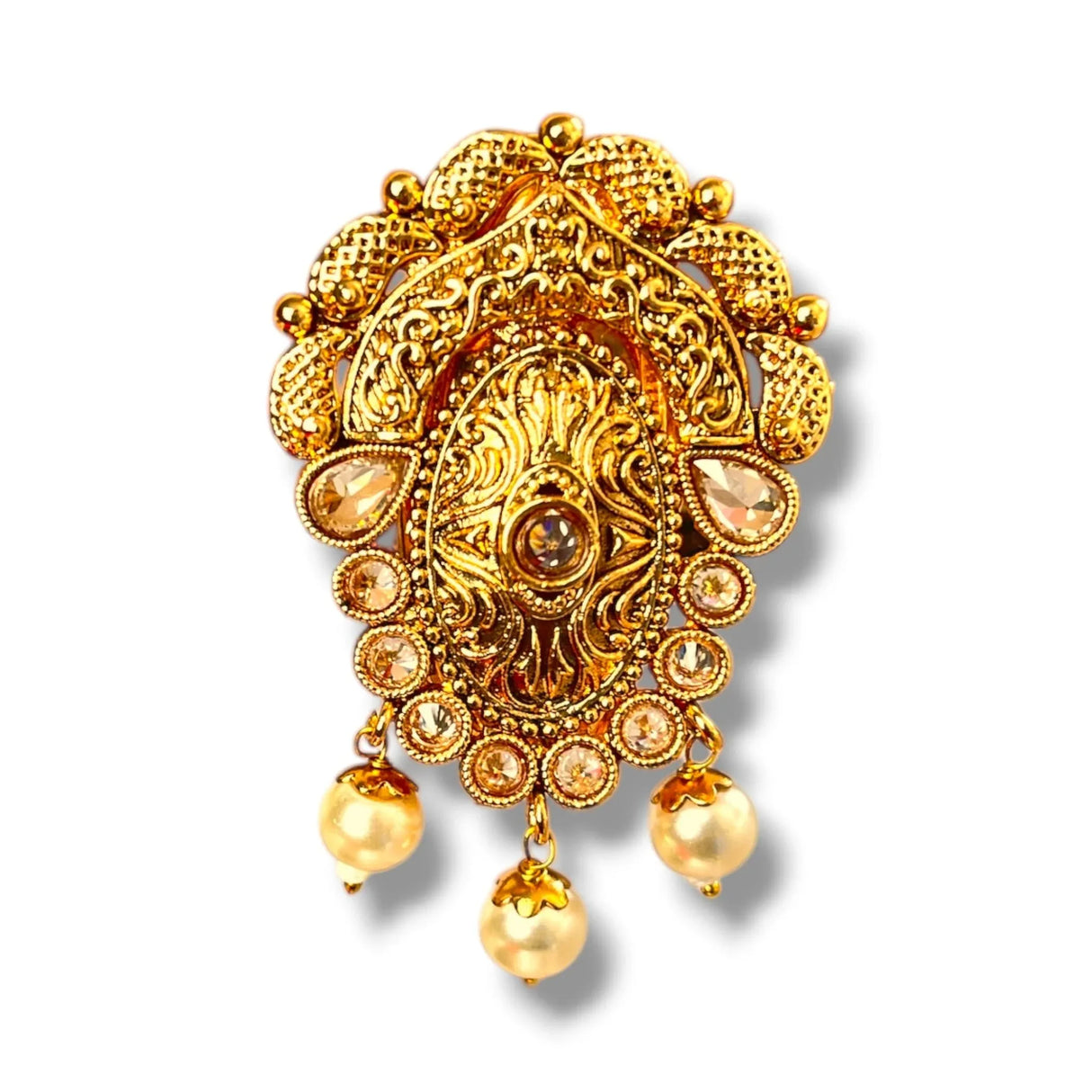 Golden Sari Brooch Indian Saree Lehenga Safety Pin Gold Tone Designer Bollywood Indian Wedding Bridal Jewelry Gift - LoveNspire