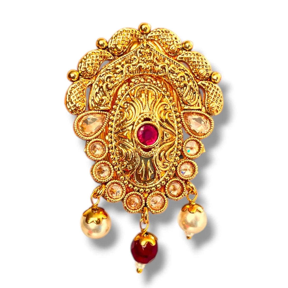 Golden Sari Brooch Indian Saree Lehenga Safety Pin Gold Tone Designer Bollywood Indian Wedding Bridal Jewelry Gift - LoveNspire