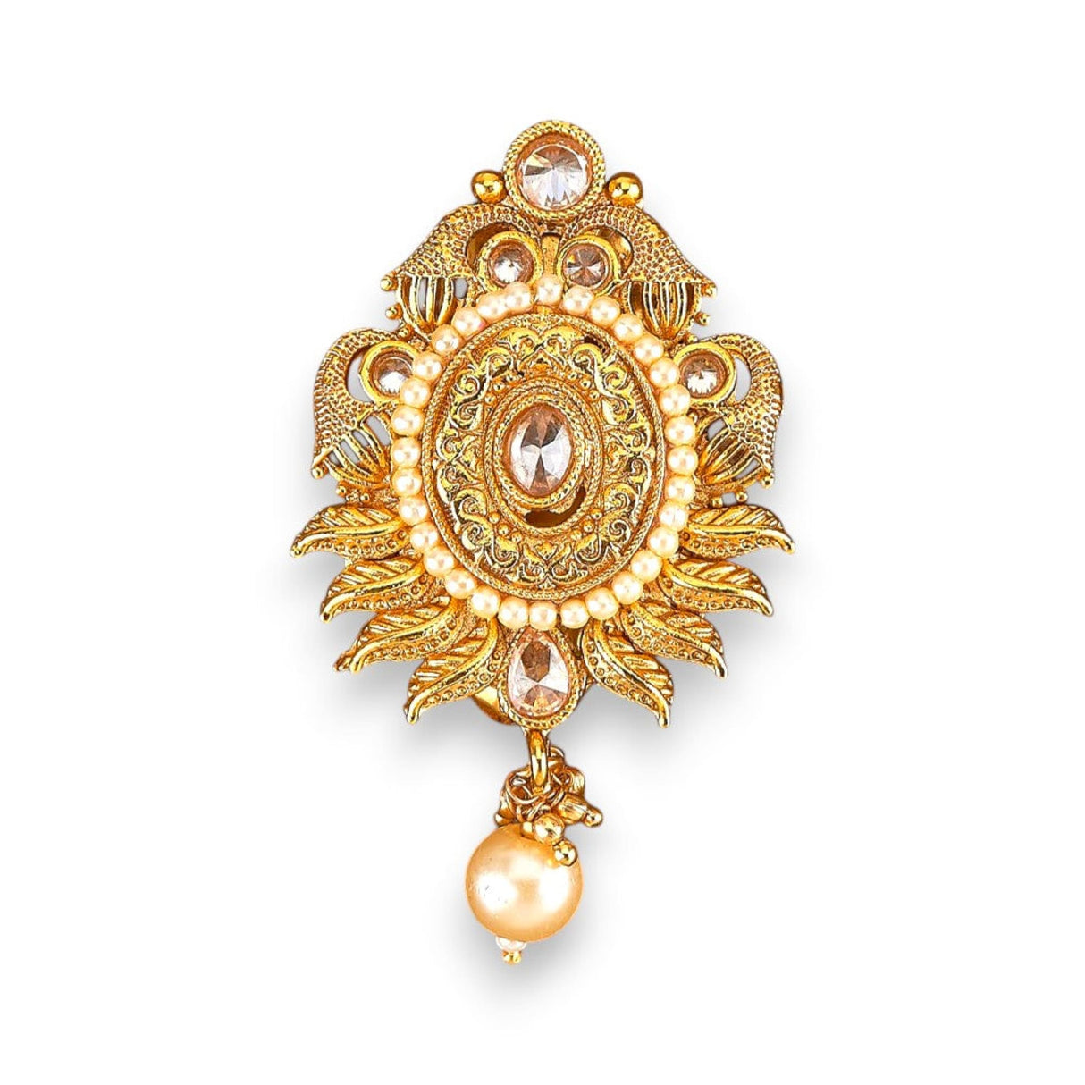 Golden Sari Brooch Indian Saree Lehenga Safety Pin Jewelry Gold Tone Kundan Jewelry Bollywood Safety Pin Indian Wedding Bridal Jewelry Gift for Her Mother’s Day Gift - LoveNspire