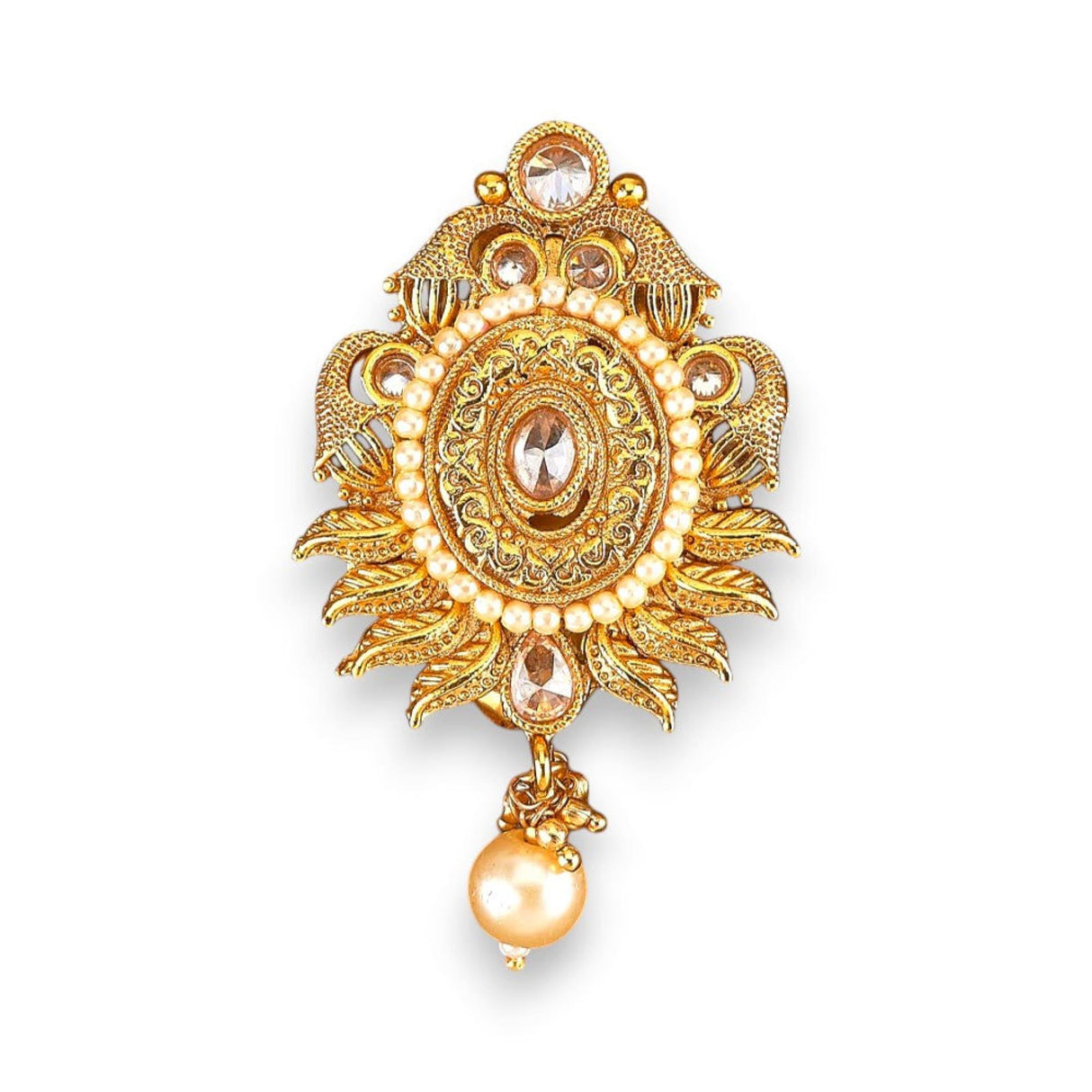 Golden Sari Brooch Indian Saree Lehenga Safety Pin Jewelry Gold Tone Kundan Jewelry Bollywood Safety Pin Indian Wedding Bridal Jewelry Gift for Her Mother’s Day Gift - LoveNspire