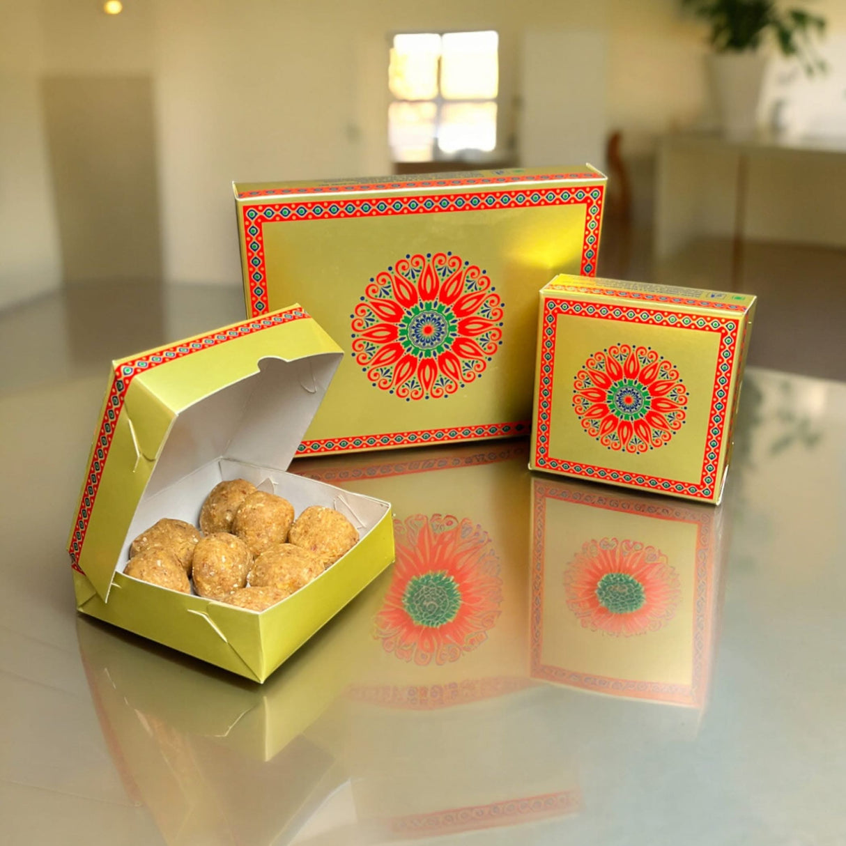 LOVENSPIRE Sweet Boxes for Indian Sweets Mandala Design Empty Mithai Box for Ladoo Cookies Goodies Candy Handmade Bulk Gift Boxes for Wedding Pooja Housewarming Return Gifts - LoveNspire
