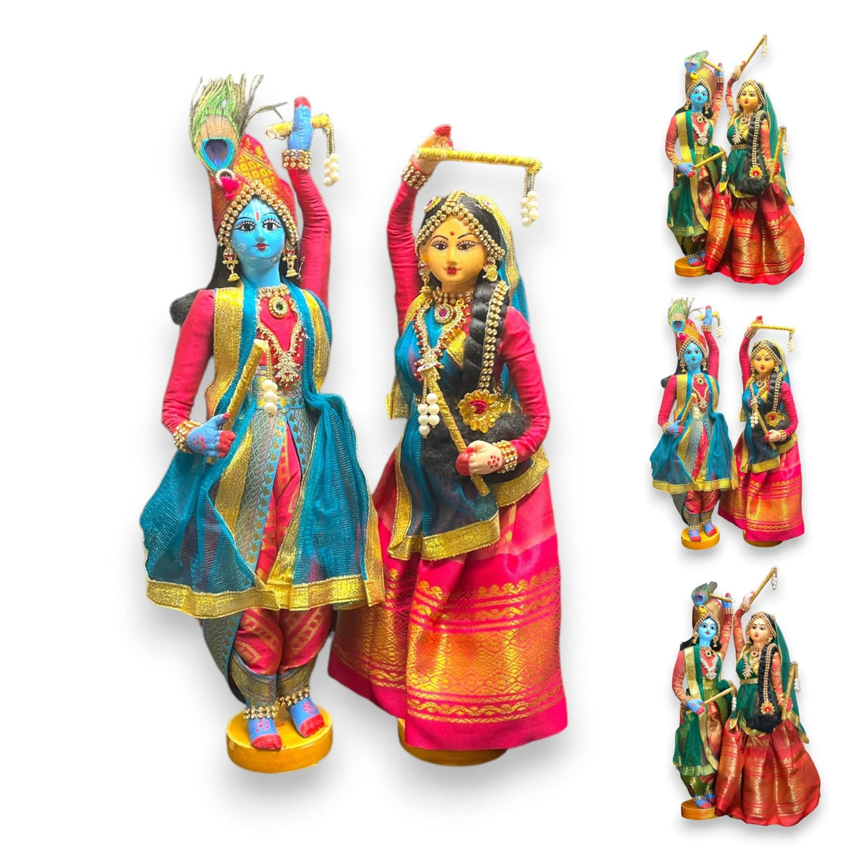 Radha Krishna Doll Hindu God Radha Krishna Idol for Pooja Room Home Office Temple Decor - Indian God Goddess Statue Diwali Wedding Housewarming Gifts - LoveNspire
