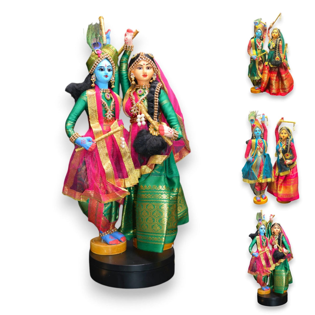 Radha Krishna Doll Hindu God Radha Krishna Idol for Pooja Room Home Office Temple Decor - Indian God Goddess Statue Diwali Wedding Housewarming Gifts - LoveNspire
