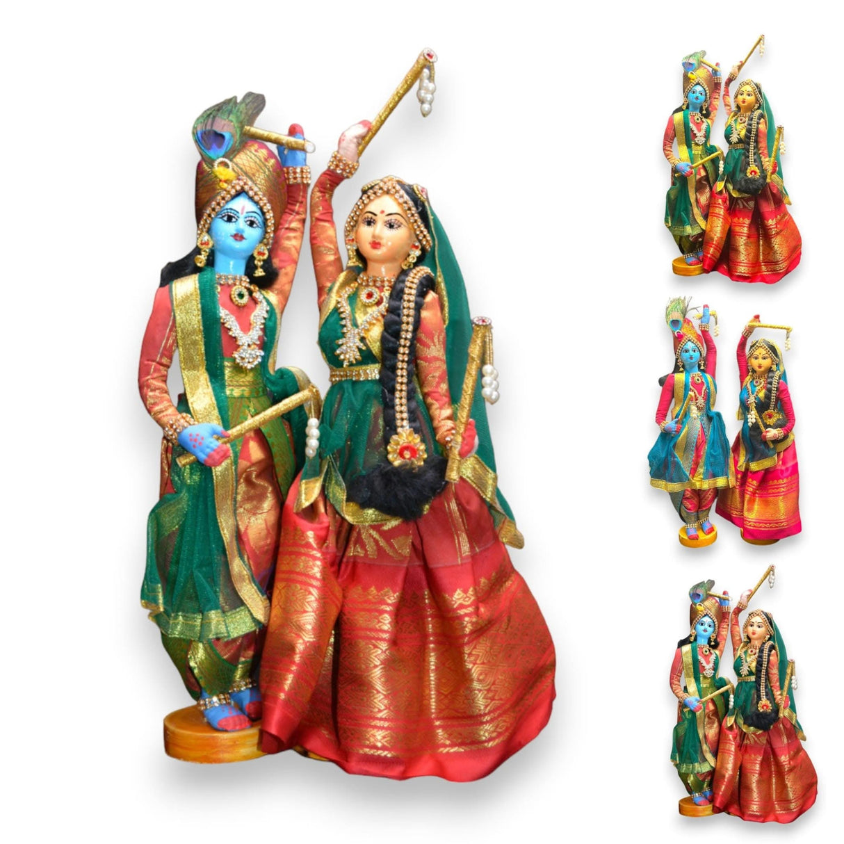 Radha Krishna Doll Hindu God Radha Krishna Idol for Pooja Room Home Office Temple Decor - Indian God Goddess Statue Diwali Wedding Housewarming Gifts - LoveNspire