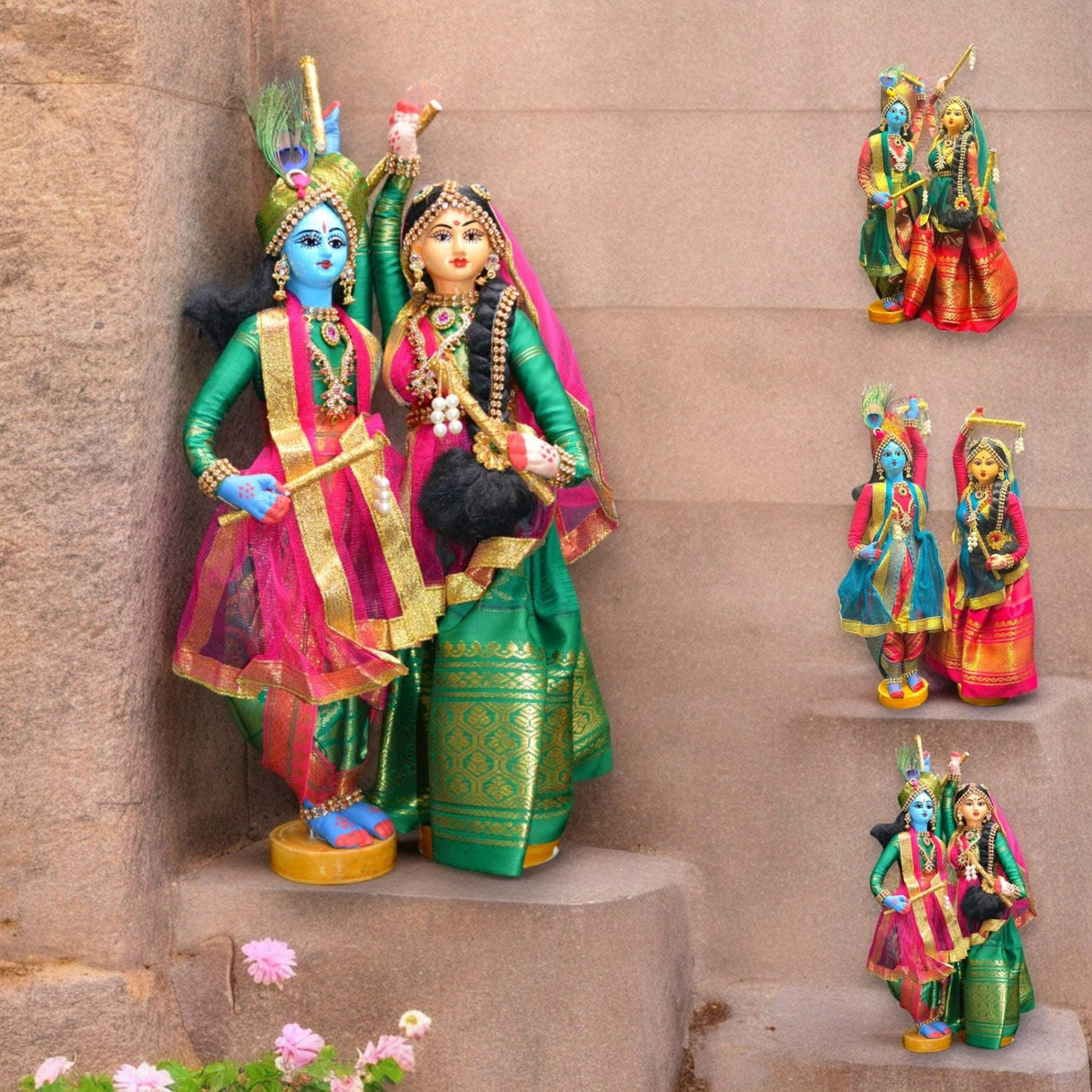 Radha Krishna Doll Hindu God Radha Krishna Idol for Pooja Room Home Office Temple Decor - Indian God Goddess Statue Diwali Wedding Housewarming Gifts - LoveNspire