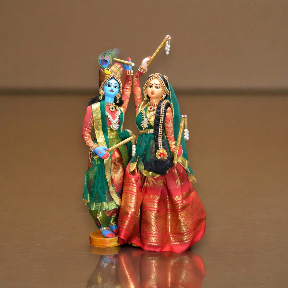 Radha Krishna Doll Hindu God Radha Krishna Idol for Pooja Room Home Office Temple Decor - Indian God Goddess Statue Diwali Wedding Housewarming Gifts - LoveNspire
